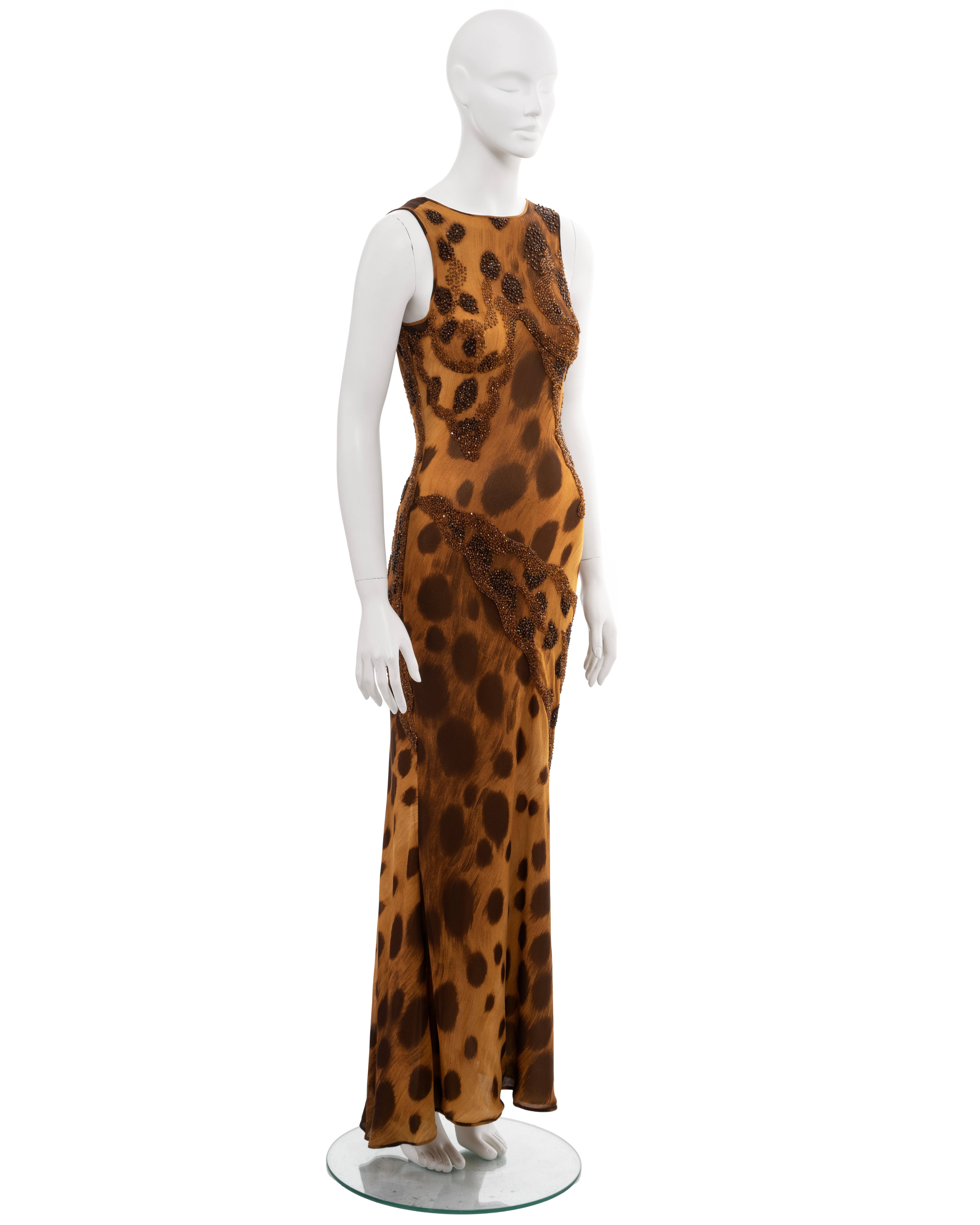 Atelier Versace Couture silk evening dress with beaded cheetah print, fw 1996 For Sale 3