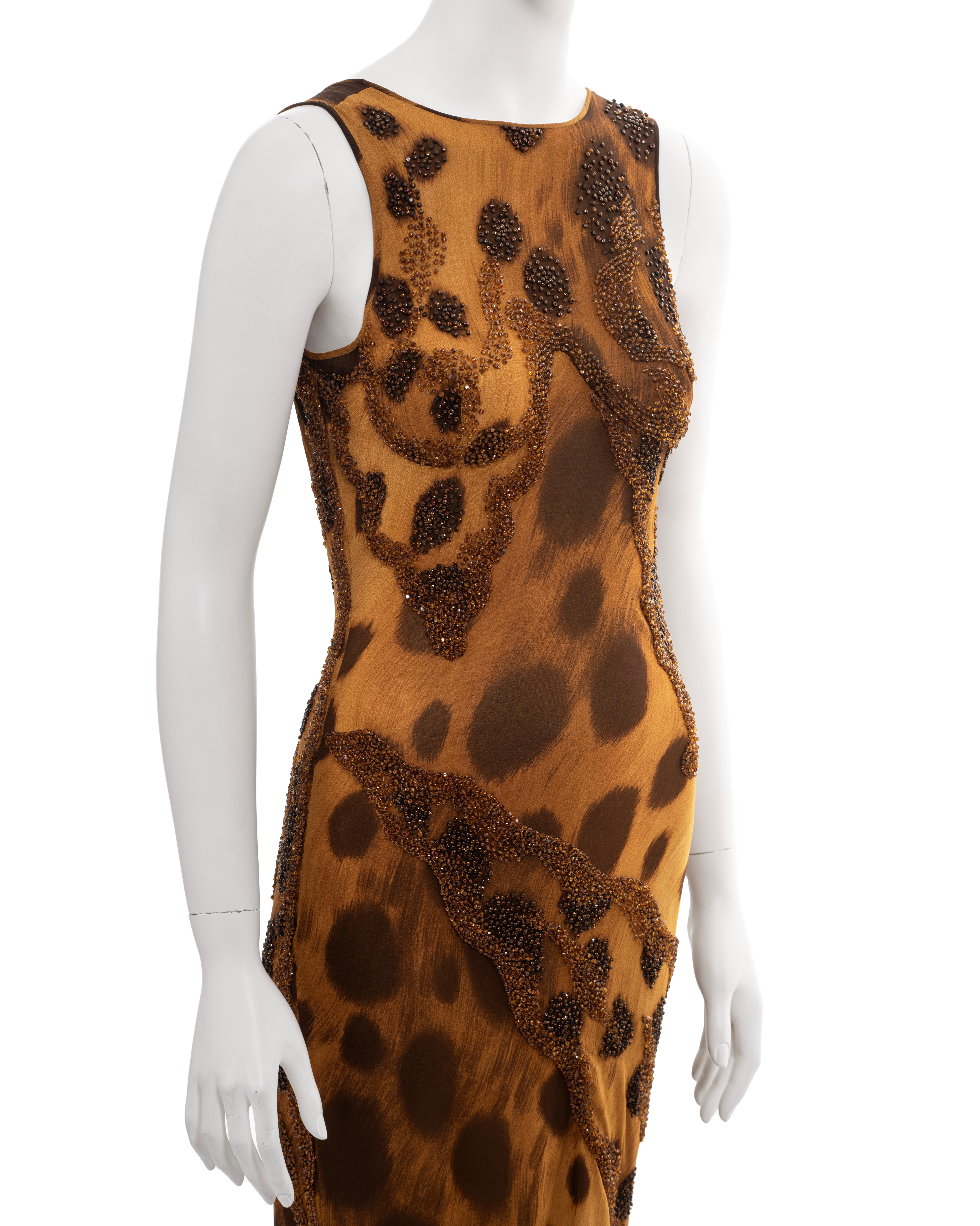 Atelier Versace Couture silk evening dress with beaded cheetah print, fw 1996 For Sale 4