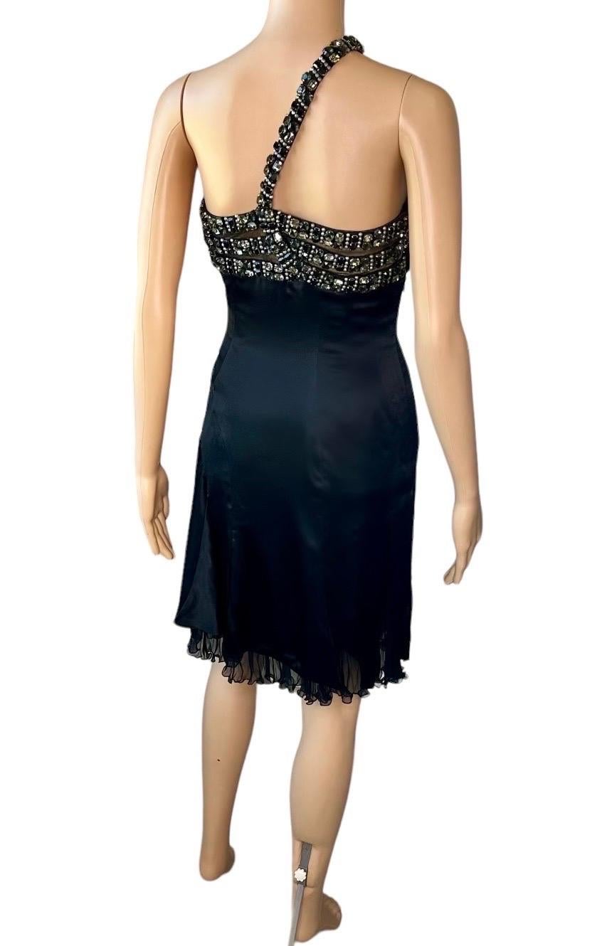 Atelier Versace F/W 2004 Runway Crystal Embellished Black Evening Mini Dress  For Sale 9