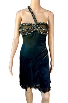 Atelier Versace F/W 2004 Runway Crystal Embellished Black Evening Mini Dress
