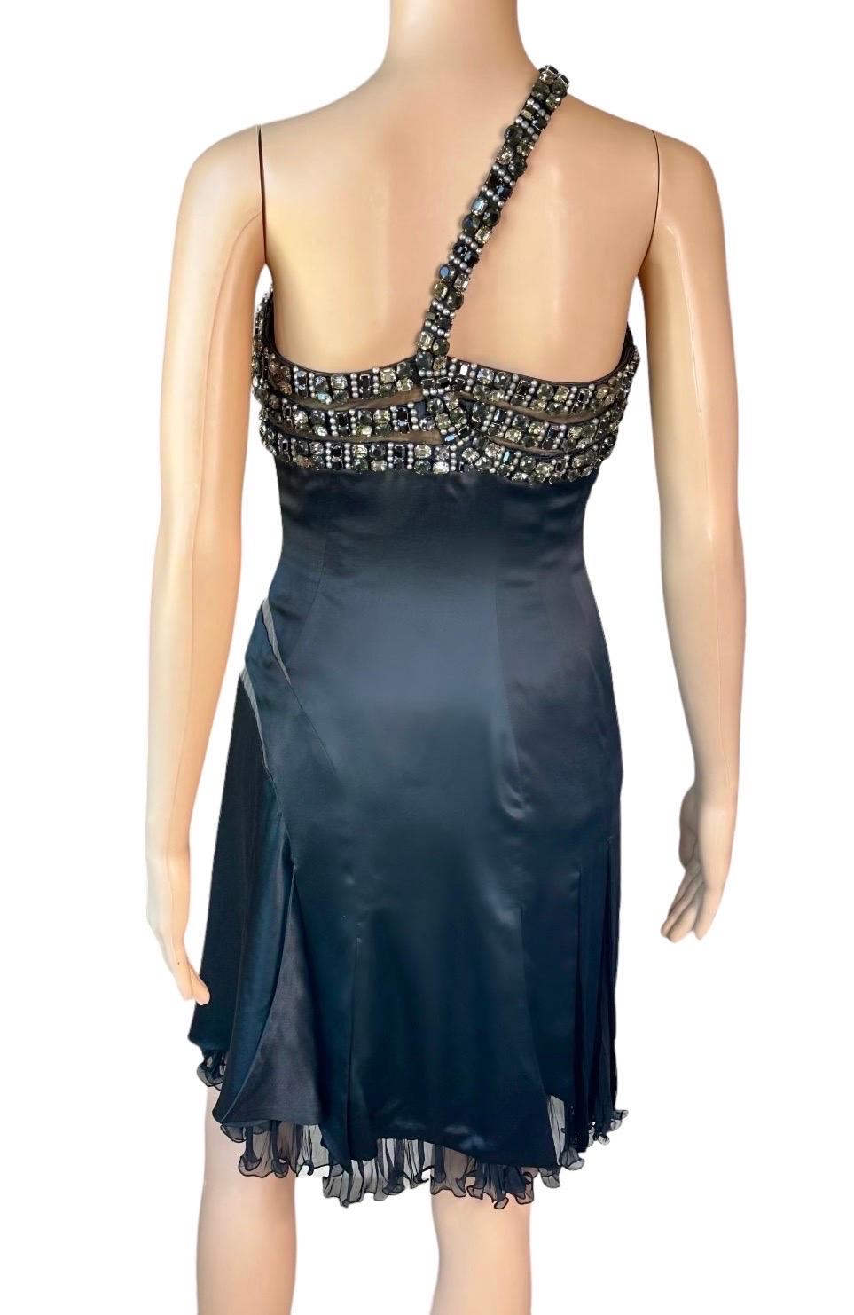 Atelier Versace F/W 2004 Runway Crystal Embellished Black Evening Mini Dress  In Good Condition For Sale In Naples, FL