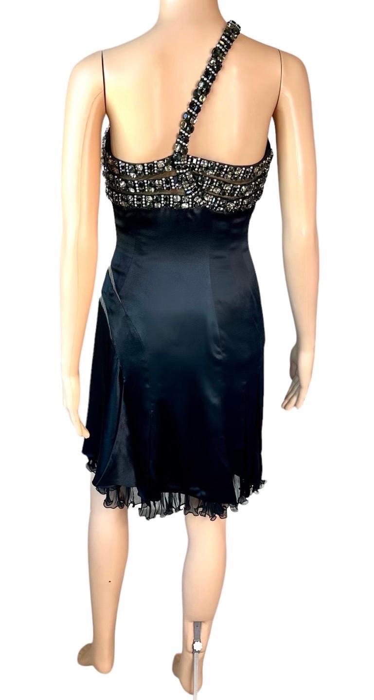 Atelier Versace F/W 2004 Runway Crystal Embellished Black Evening Mini Dress  For Sale 1