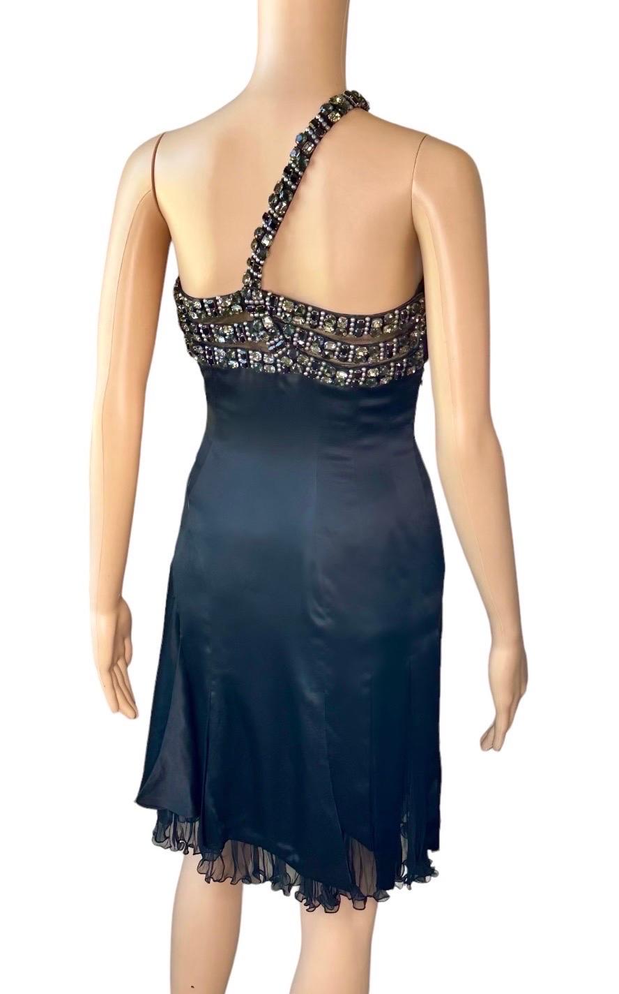 Atelier Versace F/W 2004 Runway Crystal Embellished Black Evening Mini Dress  For Sale 2