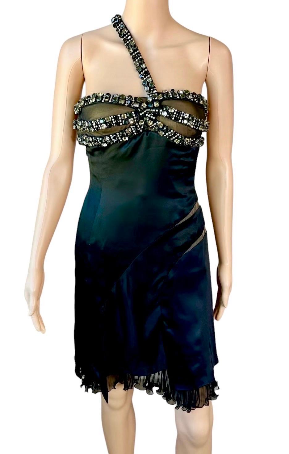 Atelier Versace F/W 2004 Runway Crystal Embellished Black Evening Mini Dress  For Sale 3