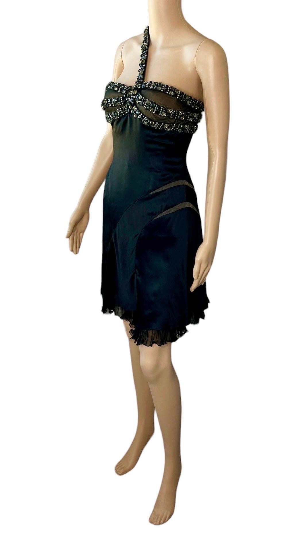 Atelier Versace F/W 2004 Runway Crystal Embellished Black Evening Mini Dress  For Sale 4