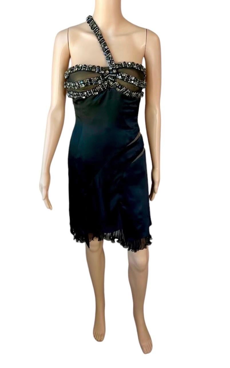 Atelier Versace F/W 2004 Runway Crystal Embellished Black Evening Mini Dress  For Sale 5