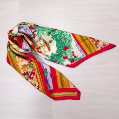Atelier Versace silk scarf with renaissance scenes