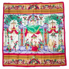 Atelier Versace silk scarf with renaissance scenes