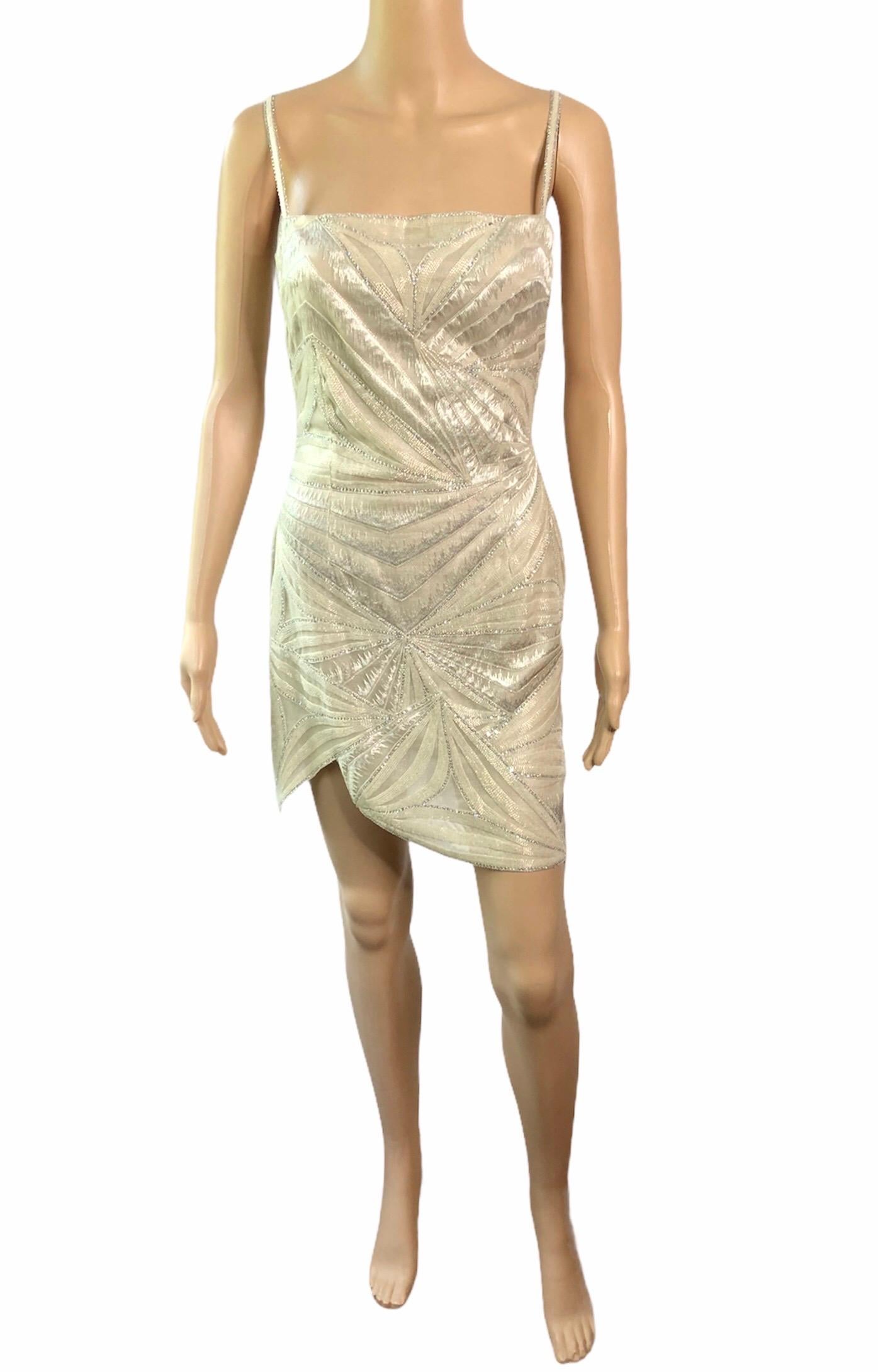 Atelier Versace Haute Couture F/W 1998 Embellished Sheer Cutout Mini Dress For Sale 3