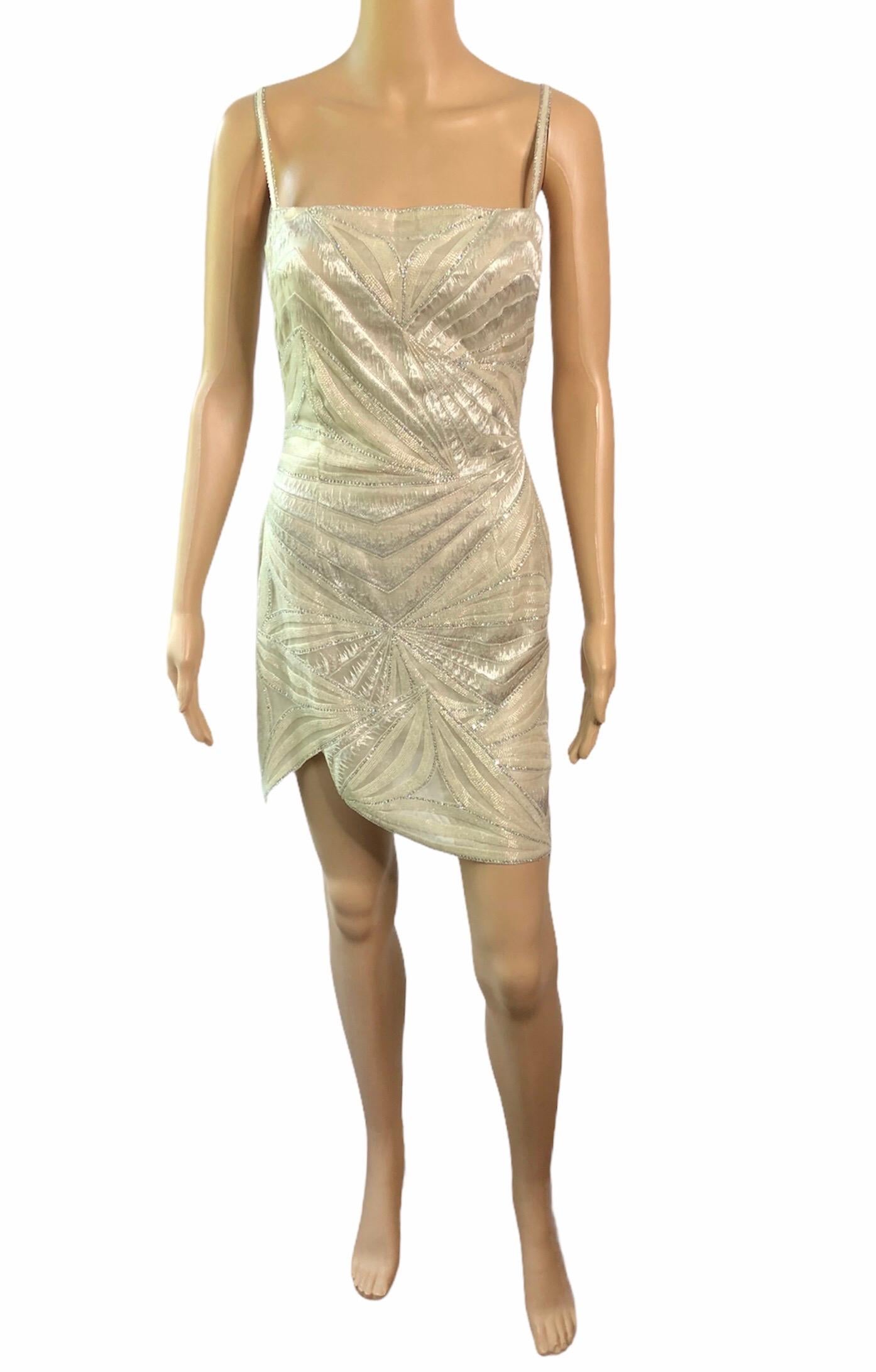Atelier Versace Haute Couture F/W 1998 Embellished Sheer Cutout Mini Dress For Sale 4