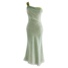 Atelier Versace Haute Couture S/S 1997 Seafoam Embellished Silk Dress