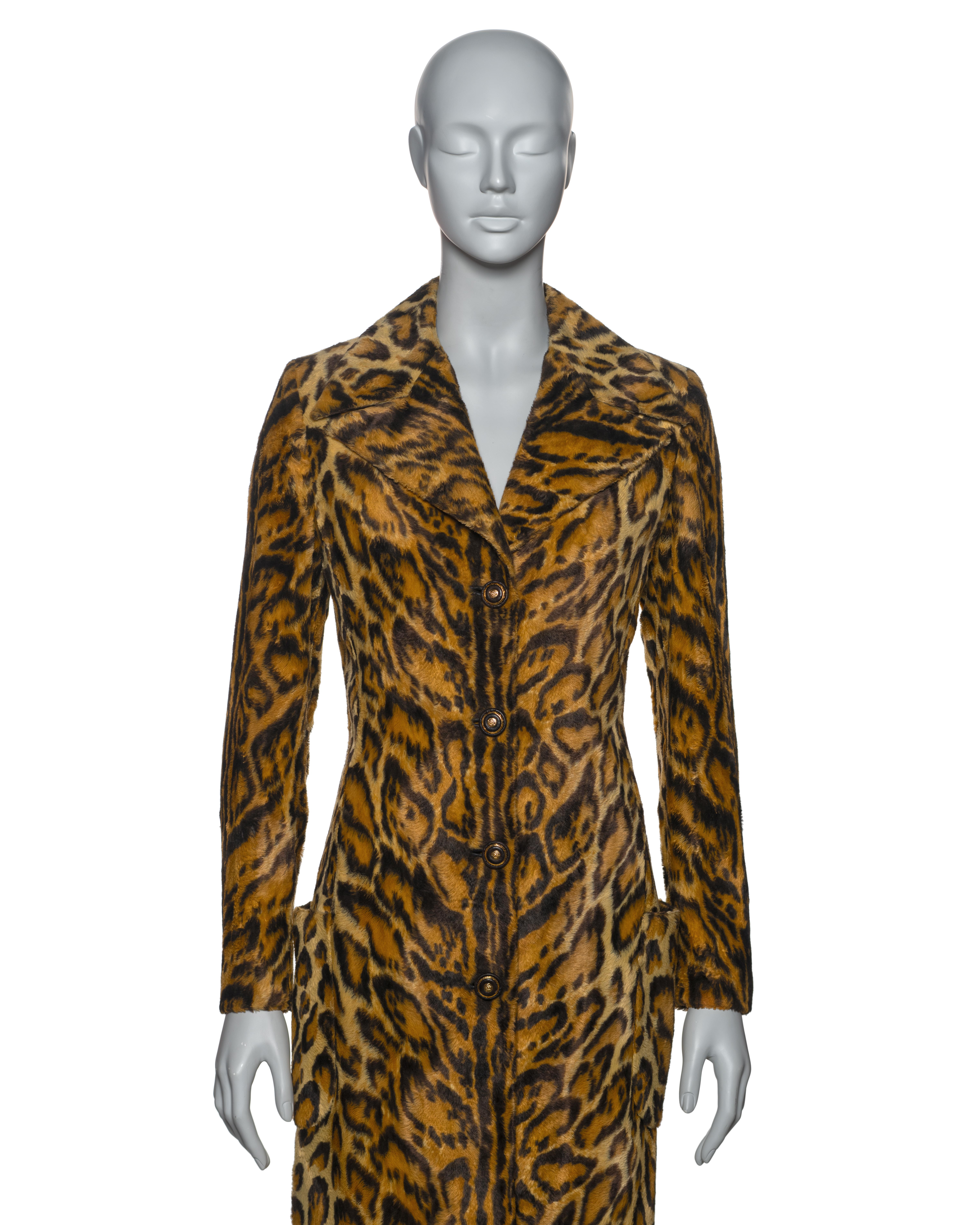 Atelier Versace Leopard Print Faux Fur Tailored Coat, FW 1996 In Excellent Condition In London, GB
