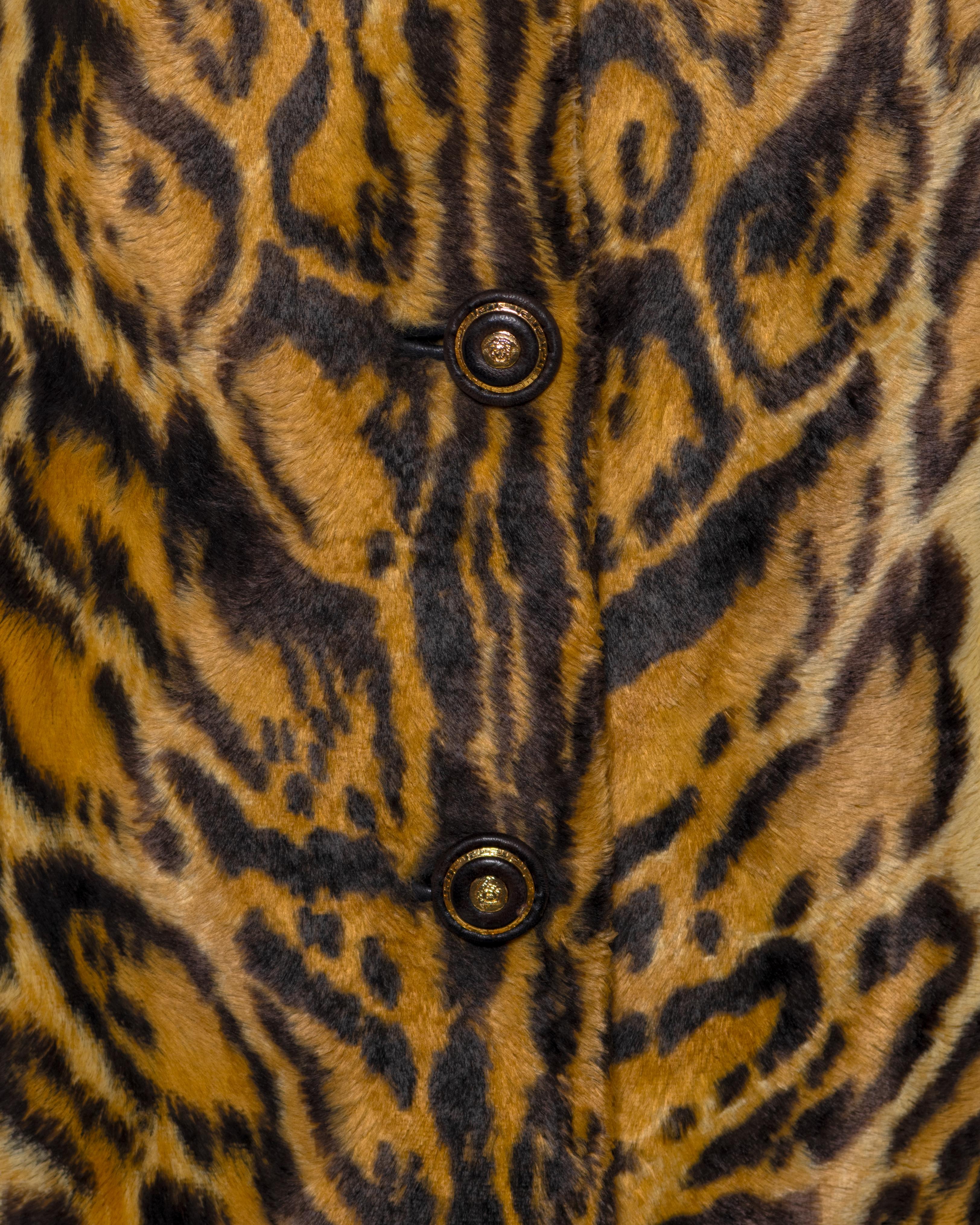 Women's Atelier Versace Leopard Print Faux Fur Tailored Coat, FW 1996