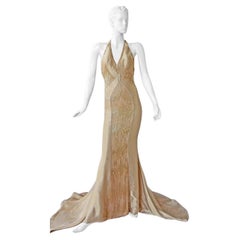 Atelier Versace Magischer goldener Wasserfall Schwanenschwanzkleid Kleid