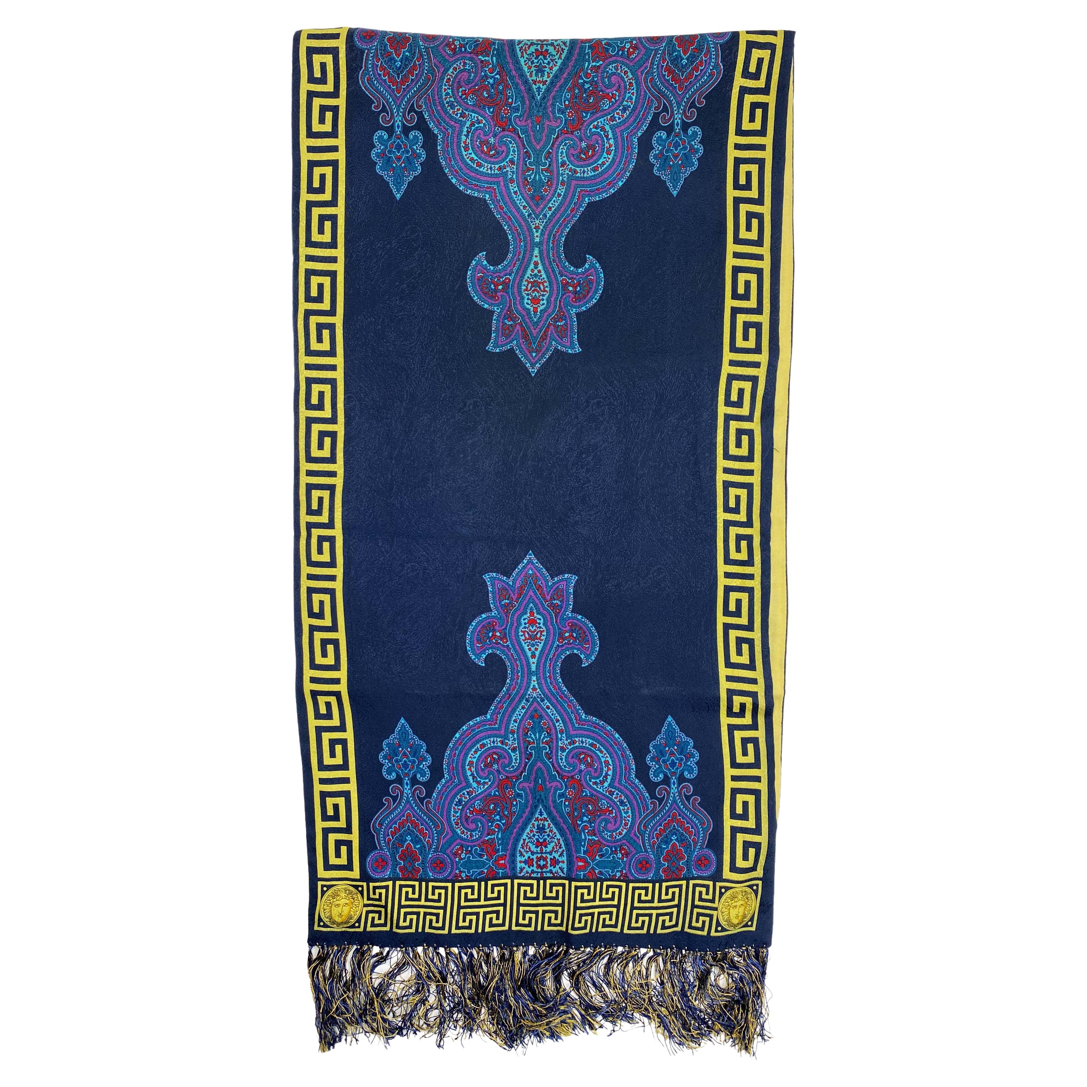 Purple Atelier Versace Medusa Fringe Silk Scarf