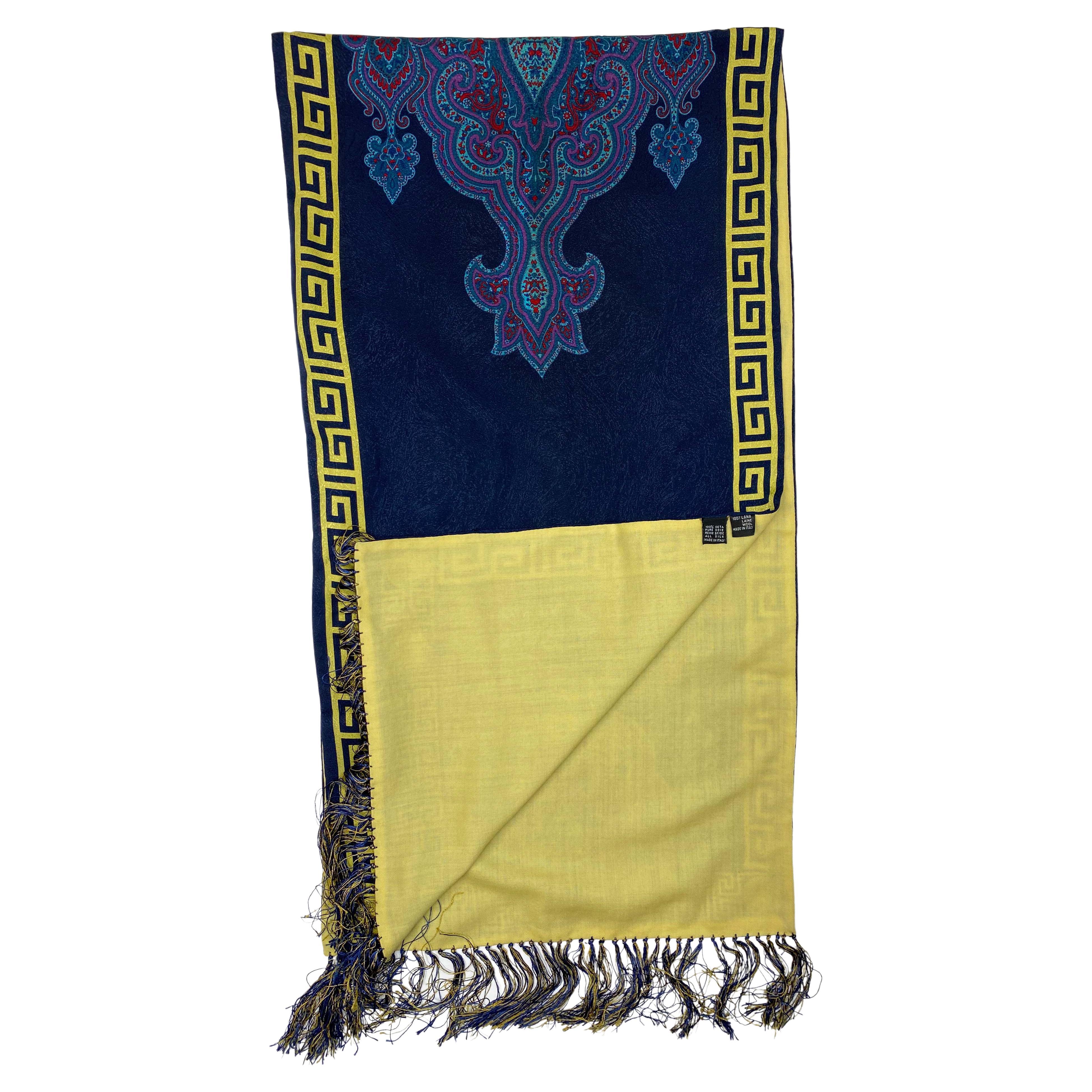 Atelier Versace Medusa Fringe Silk Scarf In Good Condition In West Hollywood, CA