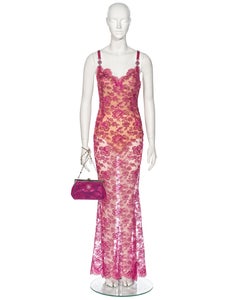 Atelier Versace Metallic Pink Couture Evening Dress and Bag, ss 1996