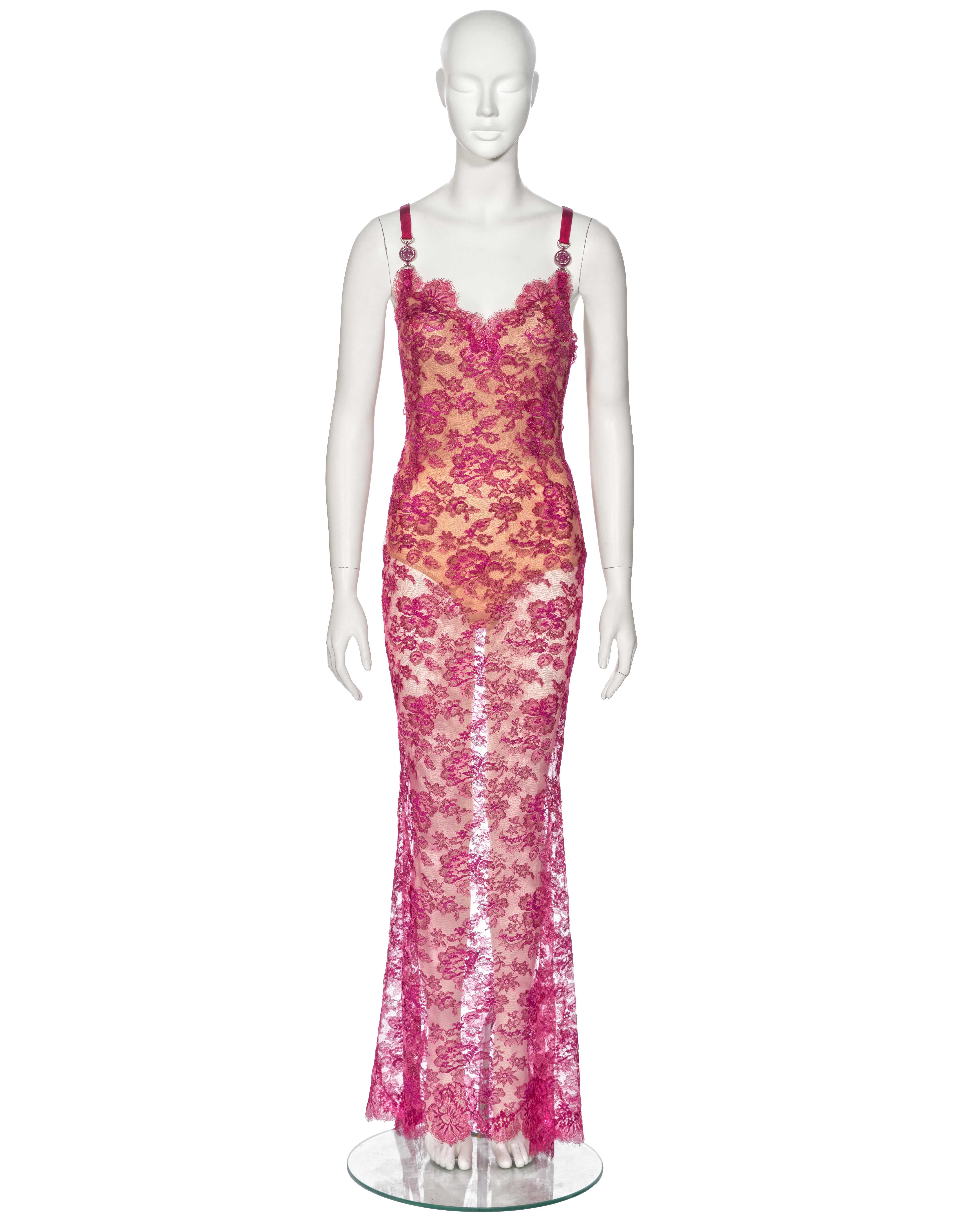 Atelier Versace Metallic Pink Couture Evening Dress and Bag, ss 1996 In Excellent Condition For Sale In London, GB