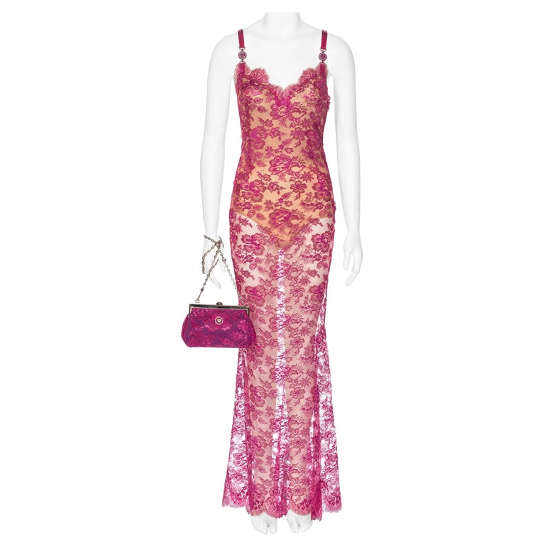 Atelier Versace Metallic Pink Couture Evening Dress and Bag, ss 1996 at  1stDibs