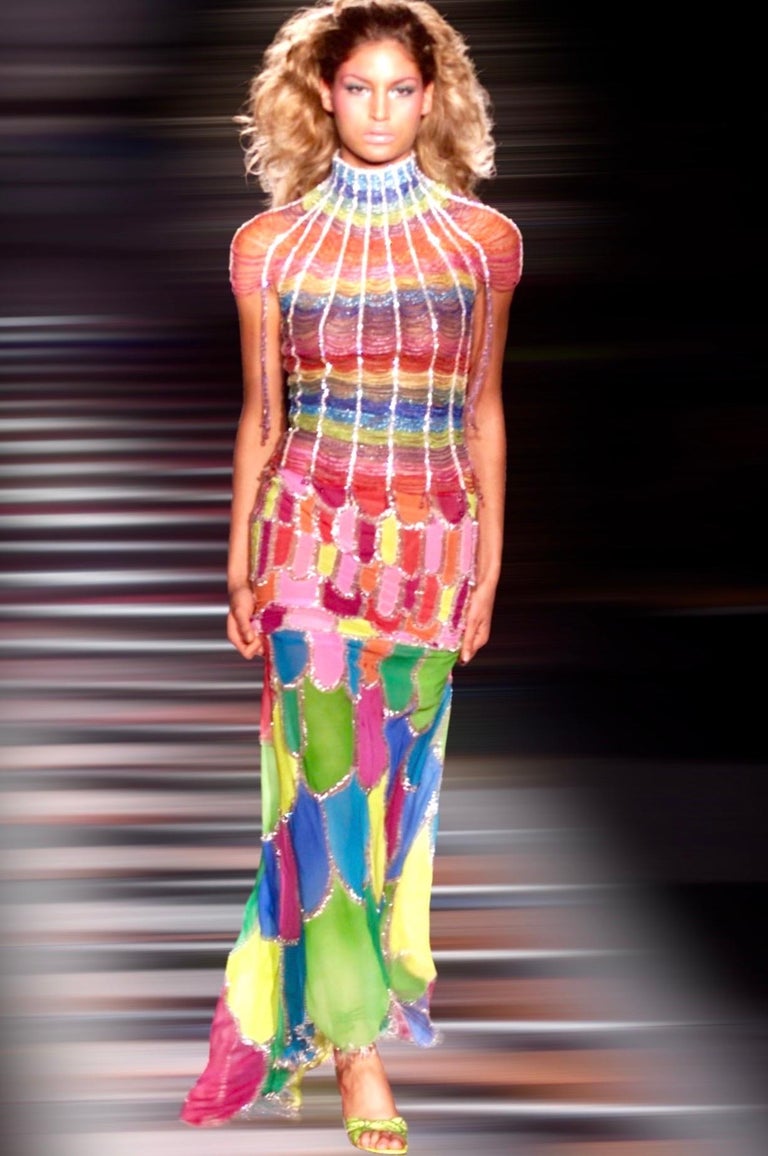 ATELIER VERSACE Multicolor Beaded Evening Mermaid Haute Couture Gown and  Heels 39 For Sale at 1stDibs | atelier versace dress price, atelier versace  price, versace mermaid dress