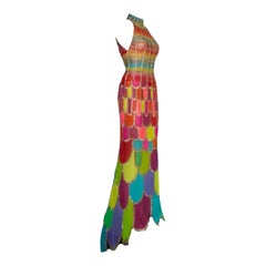 ATELIER VERSACE Multicolor Beaded Evening Mermaid Haute Couture Gown & Heels 39