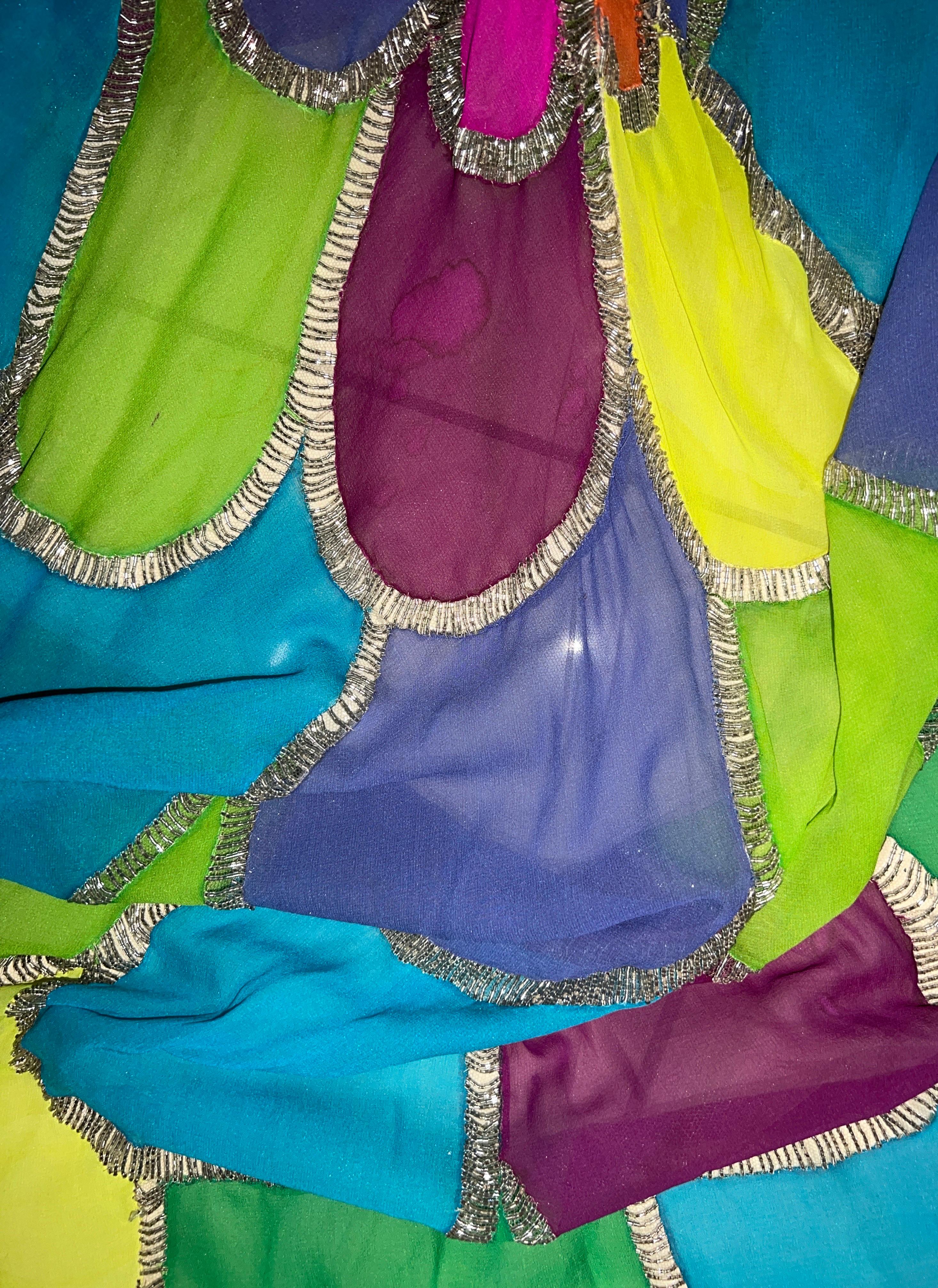 ATELIER VERSACE Robe de soirée haute couture perlée multicolore sirène et talons 39 en vente 3