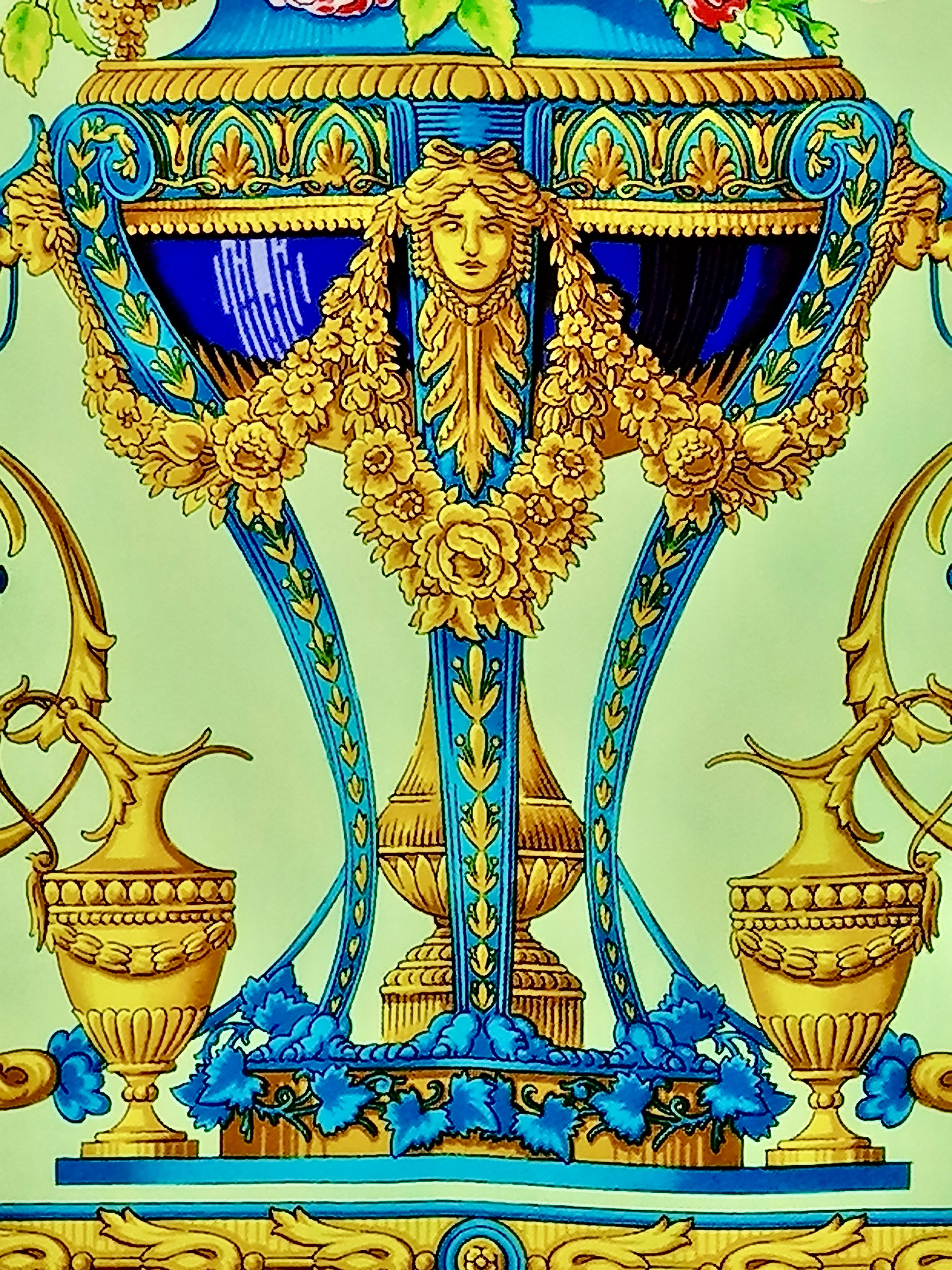 Women's or Men's ATELIER VERSACE neoclassical floral triumph silk scarf For Sale
