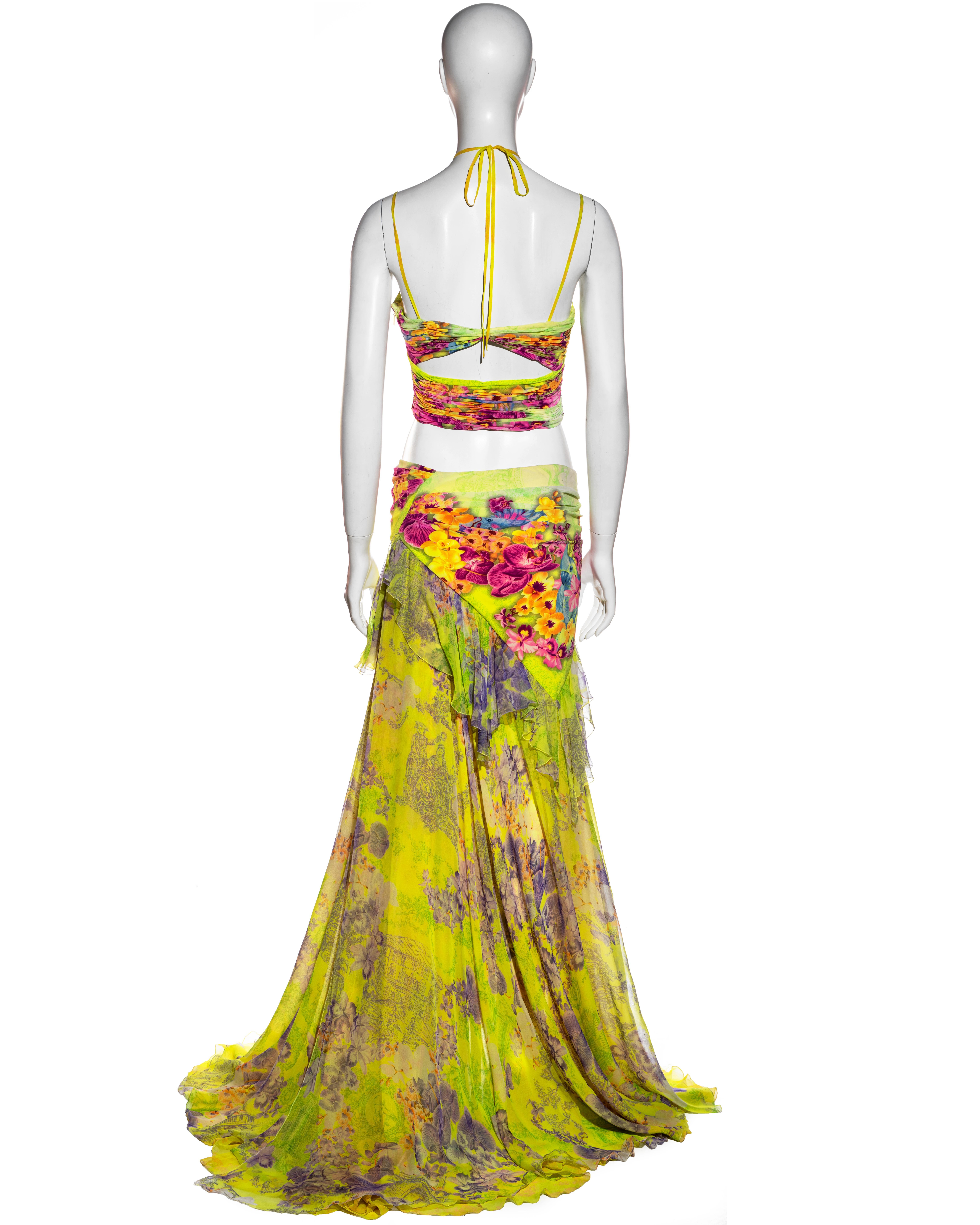 Atelier Versace neon coloured silk corset and maxi skirt set, ss 2004 3
