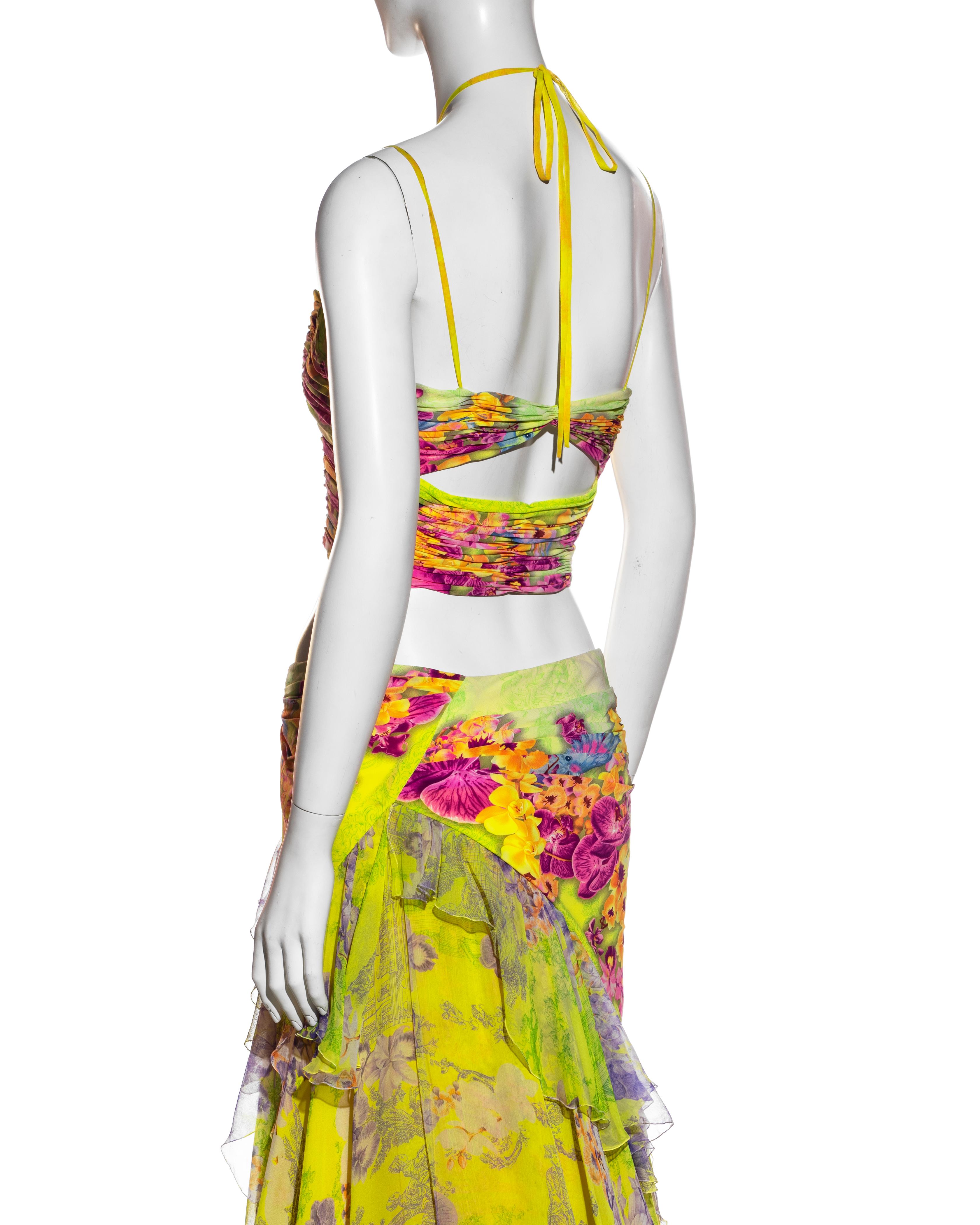 Atelier Versace neon coloured silk corset and maxi skirt set, ss 2004 4