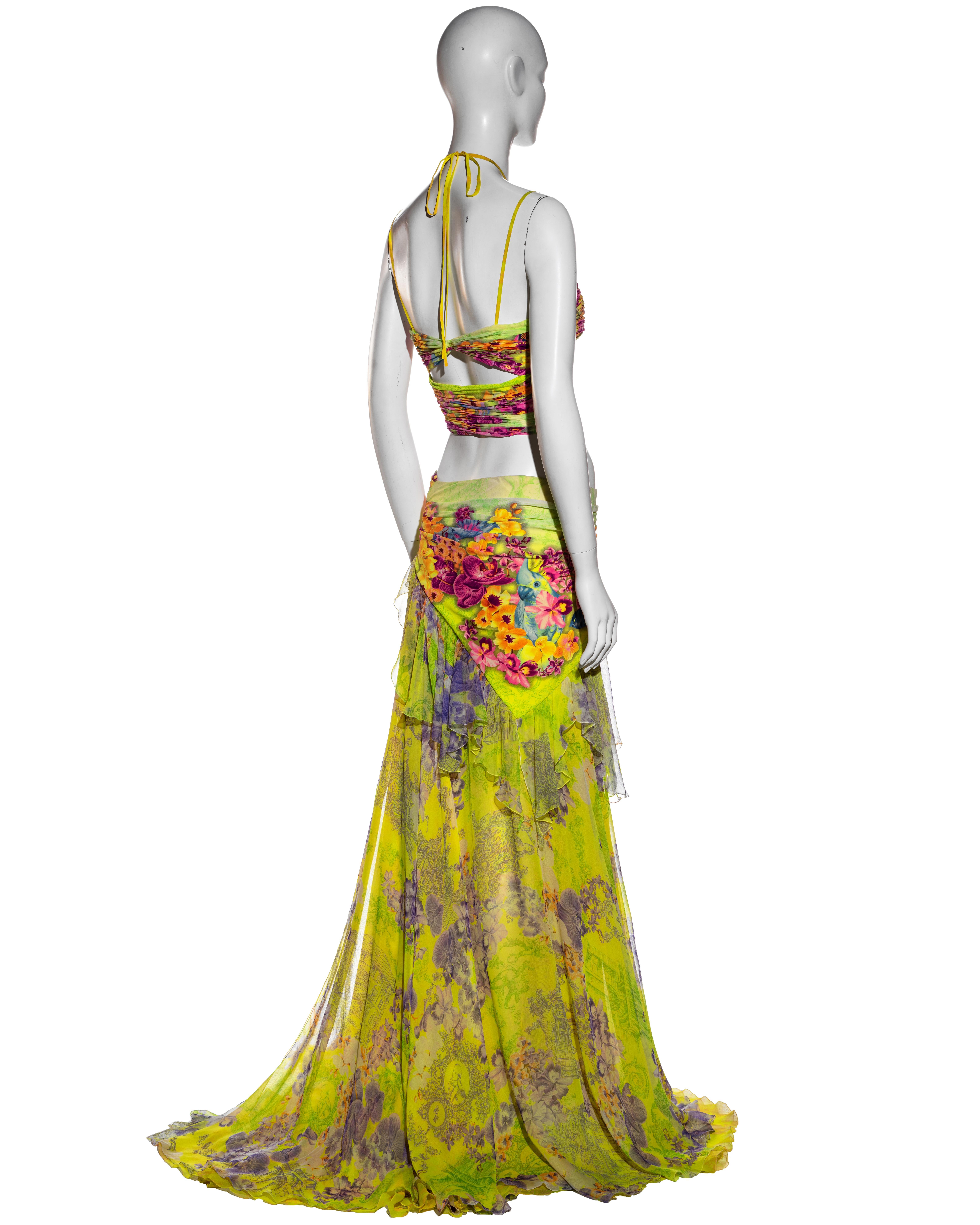 Atelier Versace neon coloured silk corset and maxi skirt set, ss 2004 1