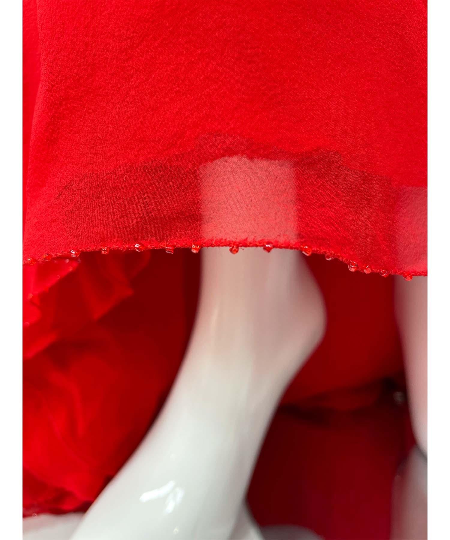 Atelier Versace Red Silk Chiffon Gown Patron Original For Sale 4