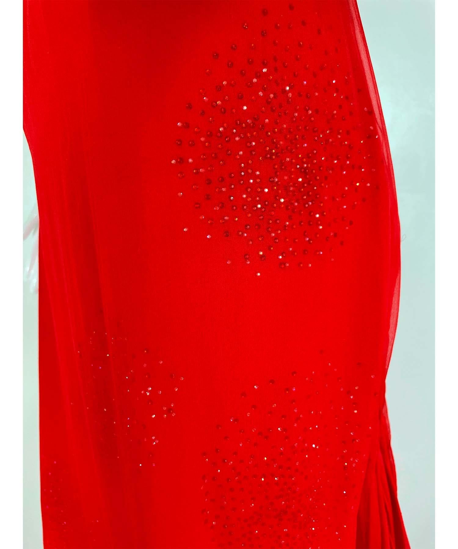 Atelier Versace Rotes Seiden-Chiffon-Kleid Patron Original im Angebot 8