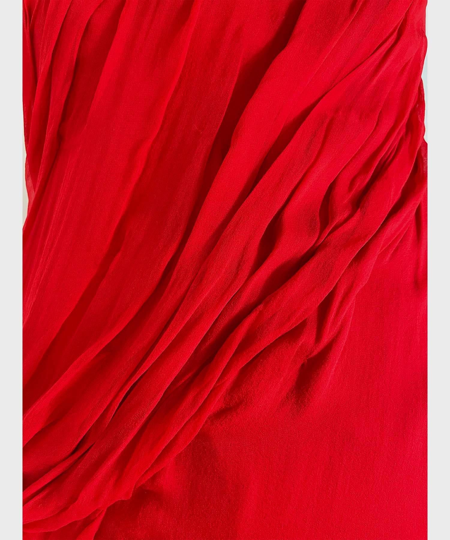 Atelier Versace Rotes Seiden-Chiffon-Kleid Patron Original im Angebot 9
