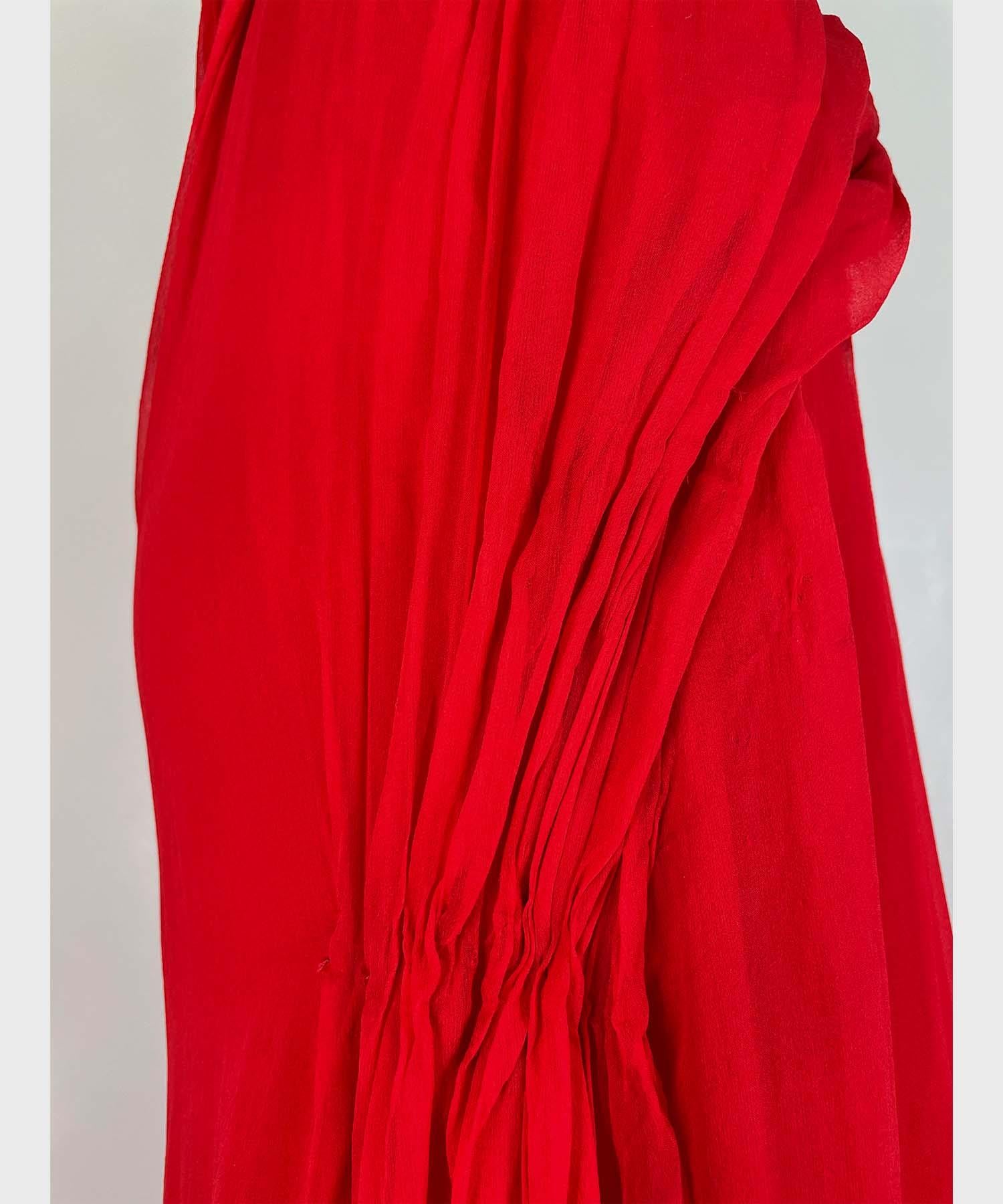 Atelier Versace Red Silk Chiffon Gown Patron Original For Sale 7