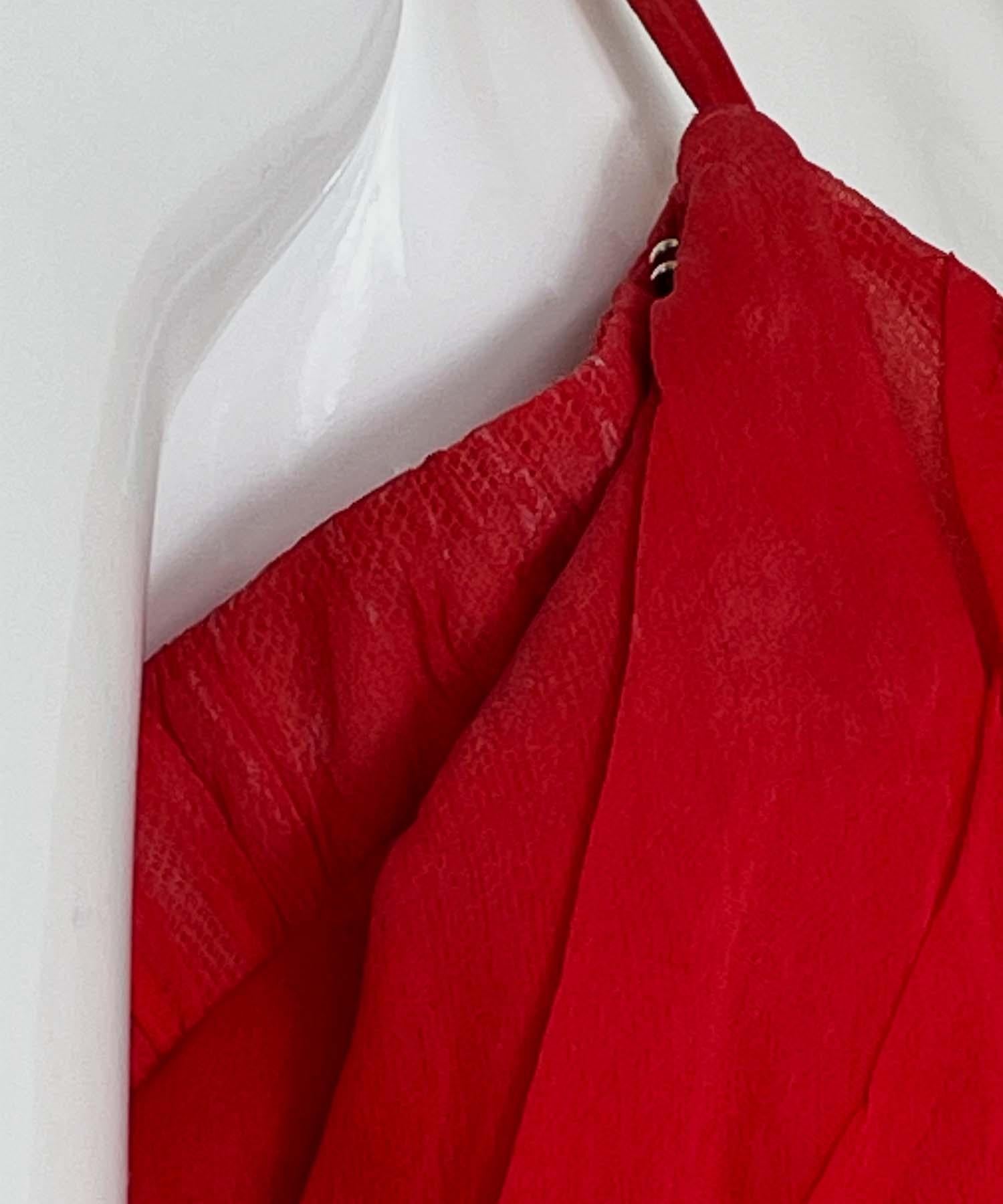 Atelier Versace Rotes Seiden-Chiffon-Kleid Patron Original im Angebot 12