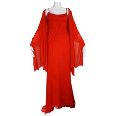 Atelier Versace Bata de gasa de seda roja Patrón Original