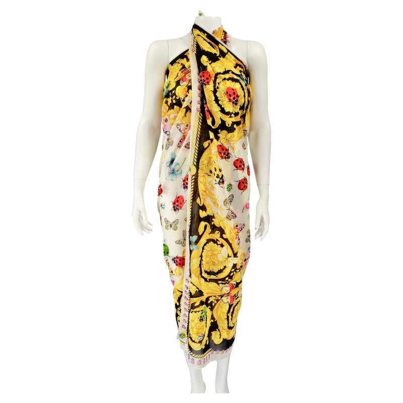 ATELIER VERSACE butterfly silk scarf Spring/Summer 1995 For Sale at 1stDibs