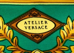 Atelier Versace Silk Scarf With Iconic Medusa Pictured in the Four Corners