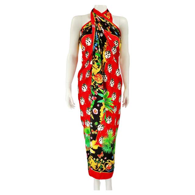 ATELIER VERSACE butterfly silk scarf Spring/Summer 1995 For Sale at 1stDibs