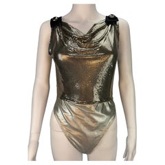 Atelier Versace Spring 1994 Oroton Metal Bodysuit Top