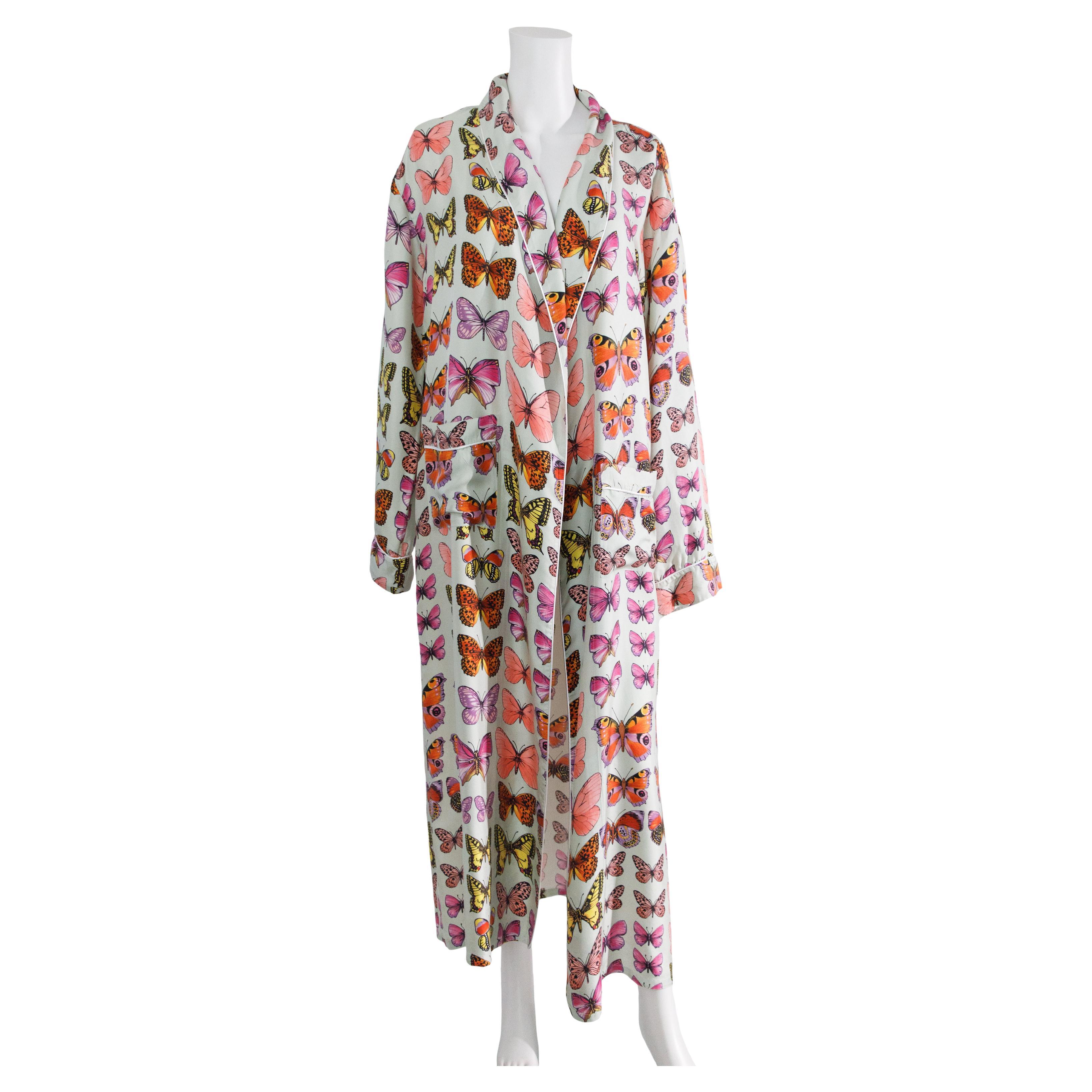Atelier Versace Spring 1995 Butterfly Silk Full Length Robe