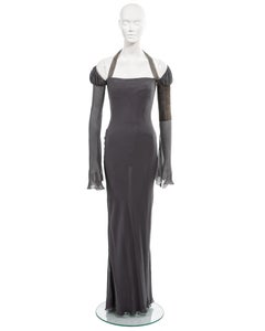 Atelier Versace steel grey silk and chainmail couture evening dress, fw 1998