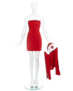 Atelier Versace transparent plastic and red wool mini dress and jacket, fw 1995