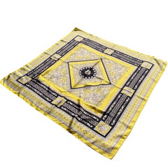 Atelier Versace Yellow and Black Floral Ganymede Print Silk Twill Scarf