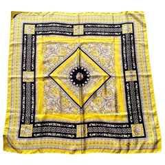 Atelier Versace Yellow and Black Floral Ganymede Print Silk Twill Scarf