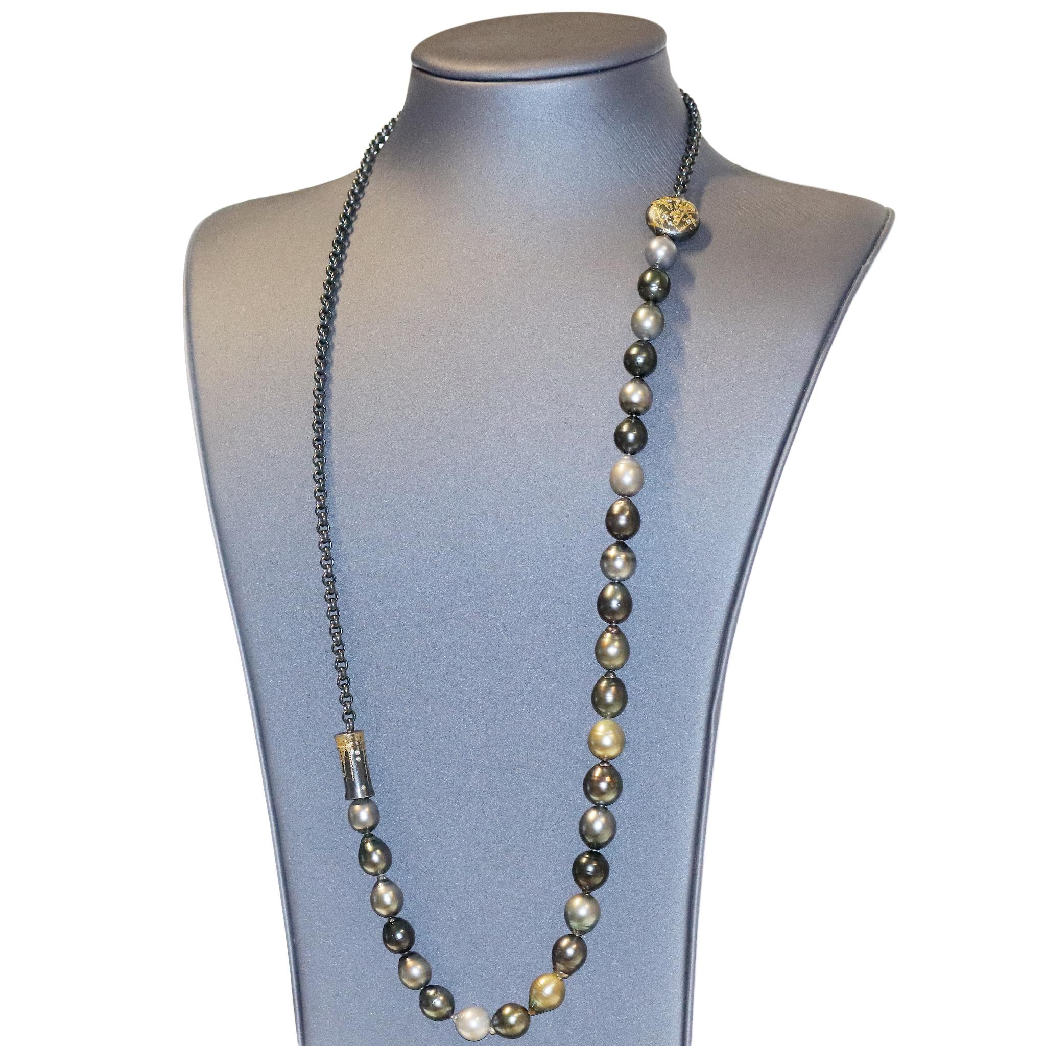 Atelier Zobel Baroque Tahitian Pearl Multi-Convertible Clasp Long Chain Necklace In New Condition In Dallas, TX