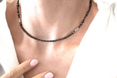 Atelier Zobel Black Diamond Indian Diamond Bead Faceted Antique Silver Necklace