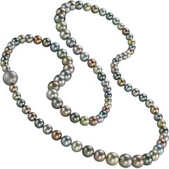 Atelier Zobel - Collier multi-longueur à fermoir caché en perles de Tahiti multicolores