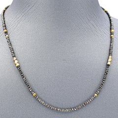 Atelier Zobel Salt Pepper and Black Diamond Gold Oxidized Silver Dazzle Necklace