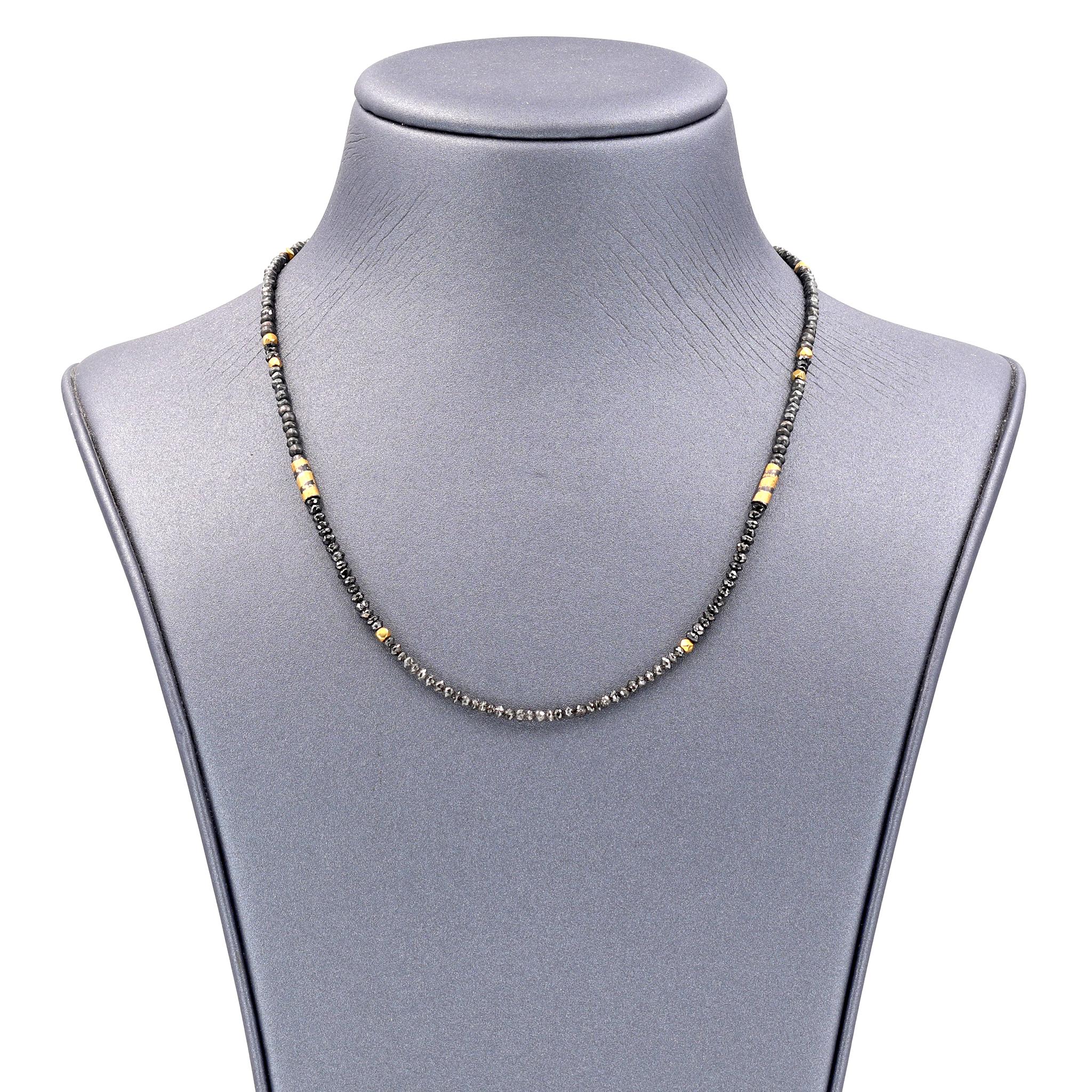 Contemporary Atelier Zobel Salt Pepper and Black Diamond Gold Oxidized Silver Dazzle Necklace